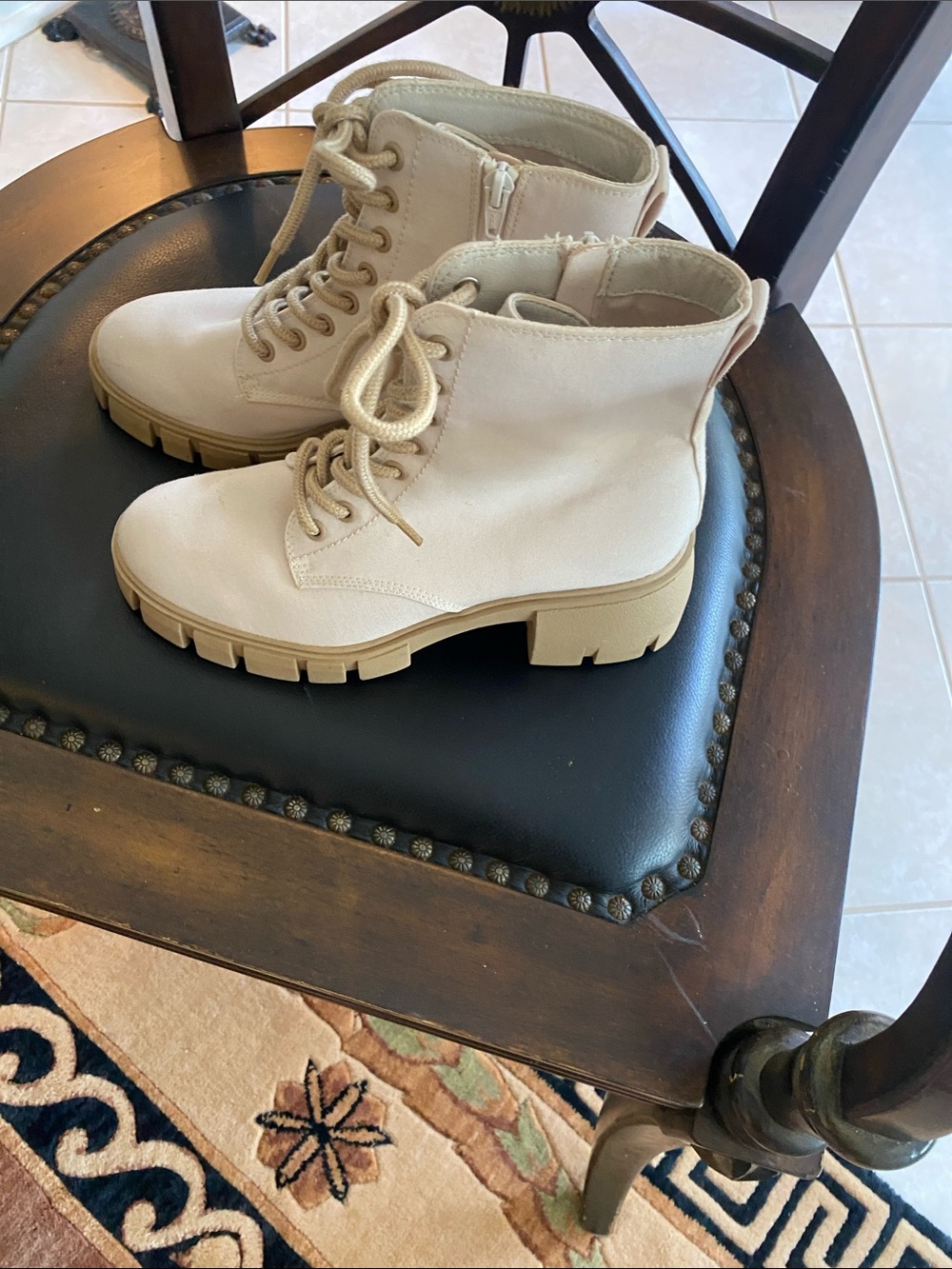 Target Women's Light Beige Lace-Up Combat Boots